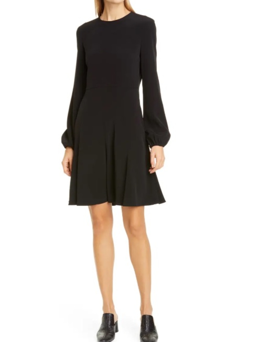 CO Black Long-Sleeve Fit & Flare Dress